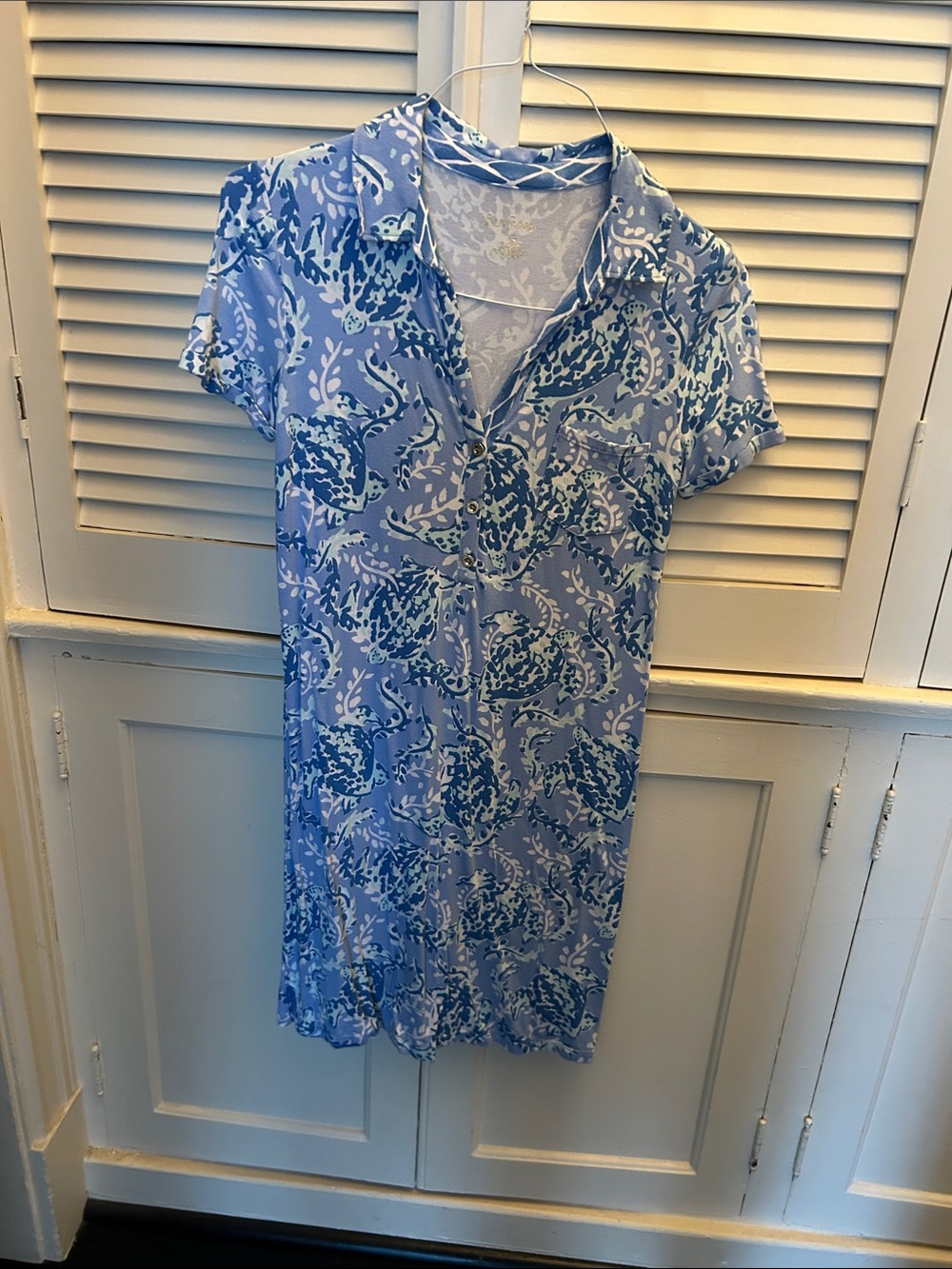 Lilly Pulitzer Light Blue Floral Button-Front Mini Dress